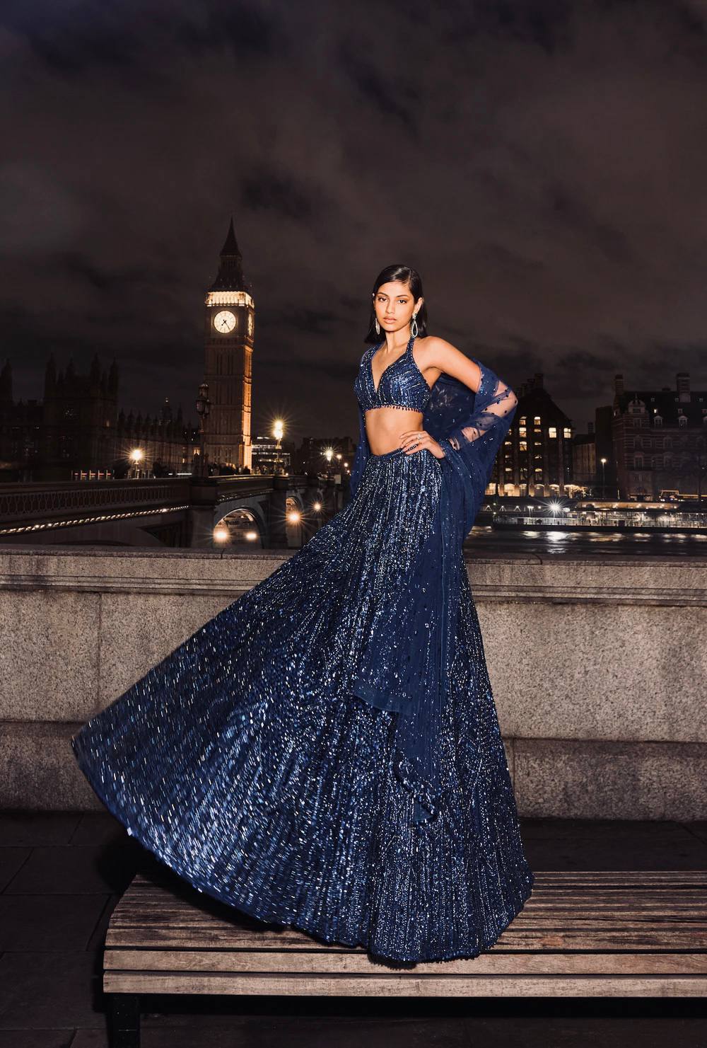 The Ethereal Sequined Net Lehenga Set - Image 3