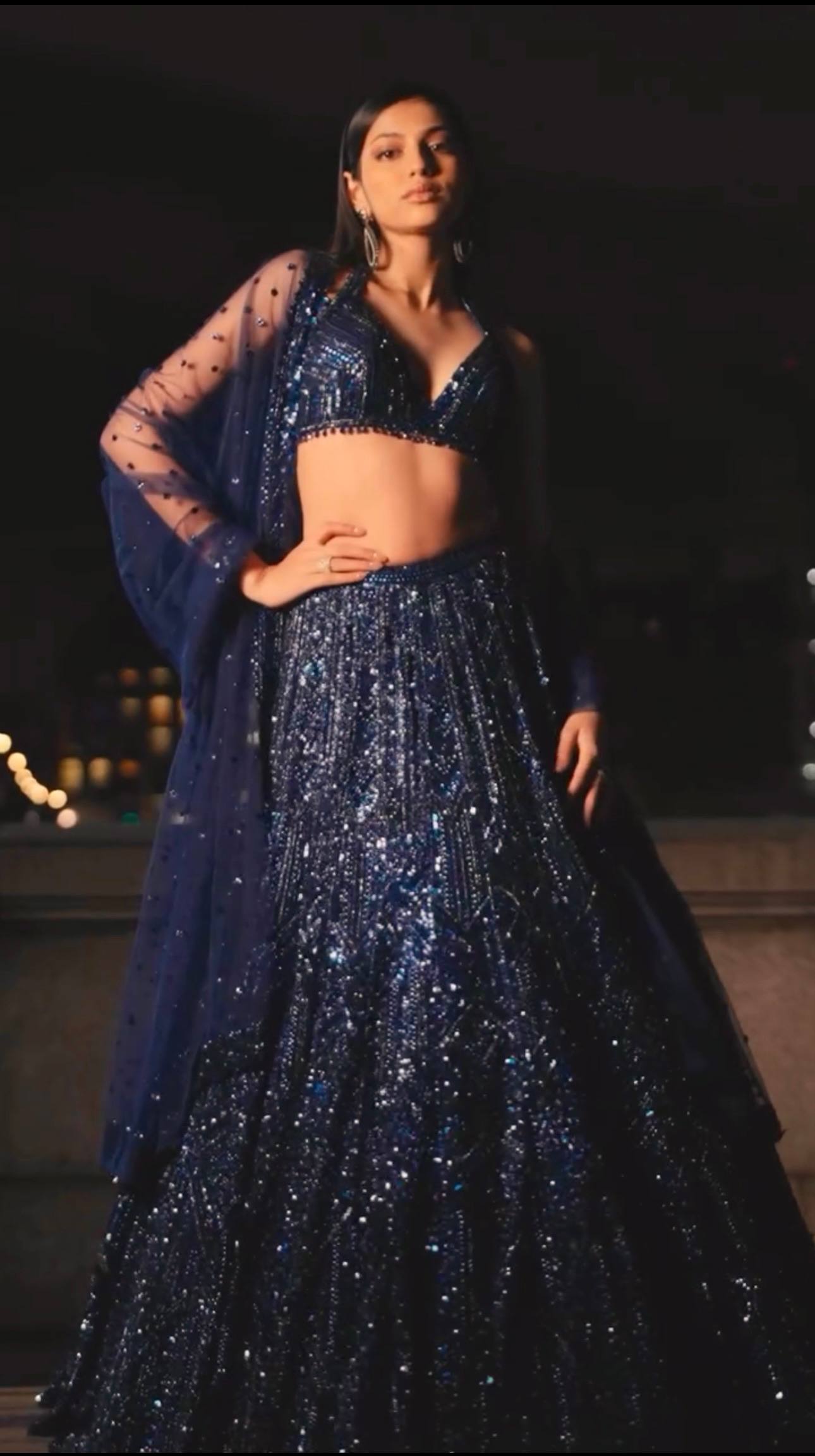 The Ethereal Sequined Net Lehenga Set - Image 4