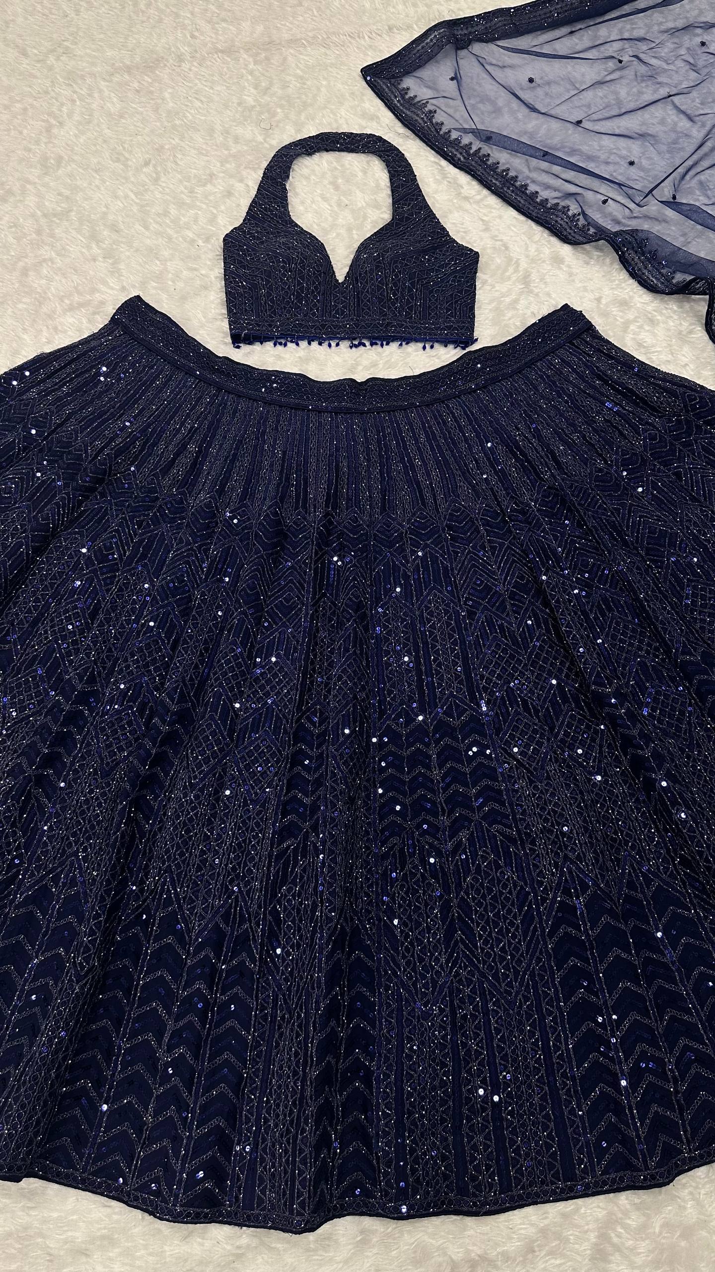 The Ethereal Sequined Net Lehenga Set - Image 7