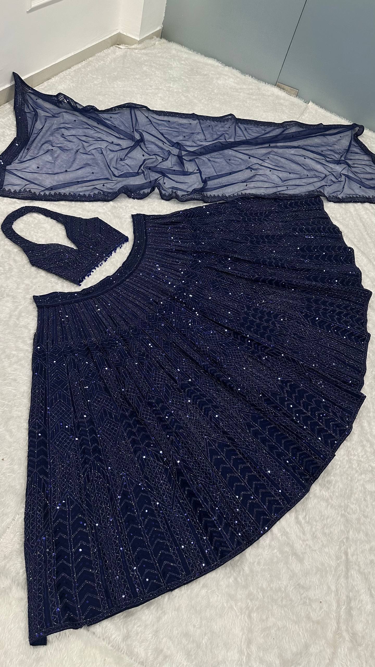The Ethereal Sequined Net Lehenga Set - Image 8