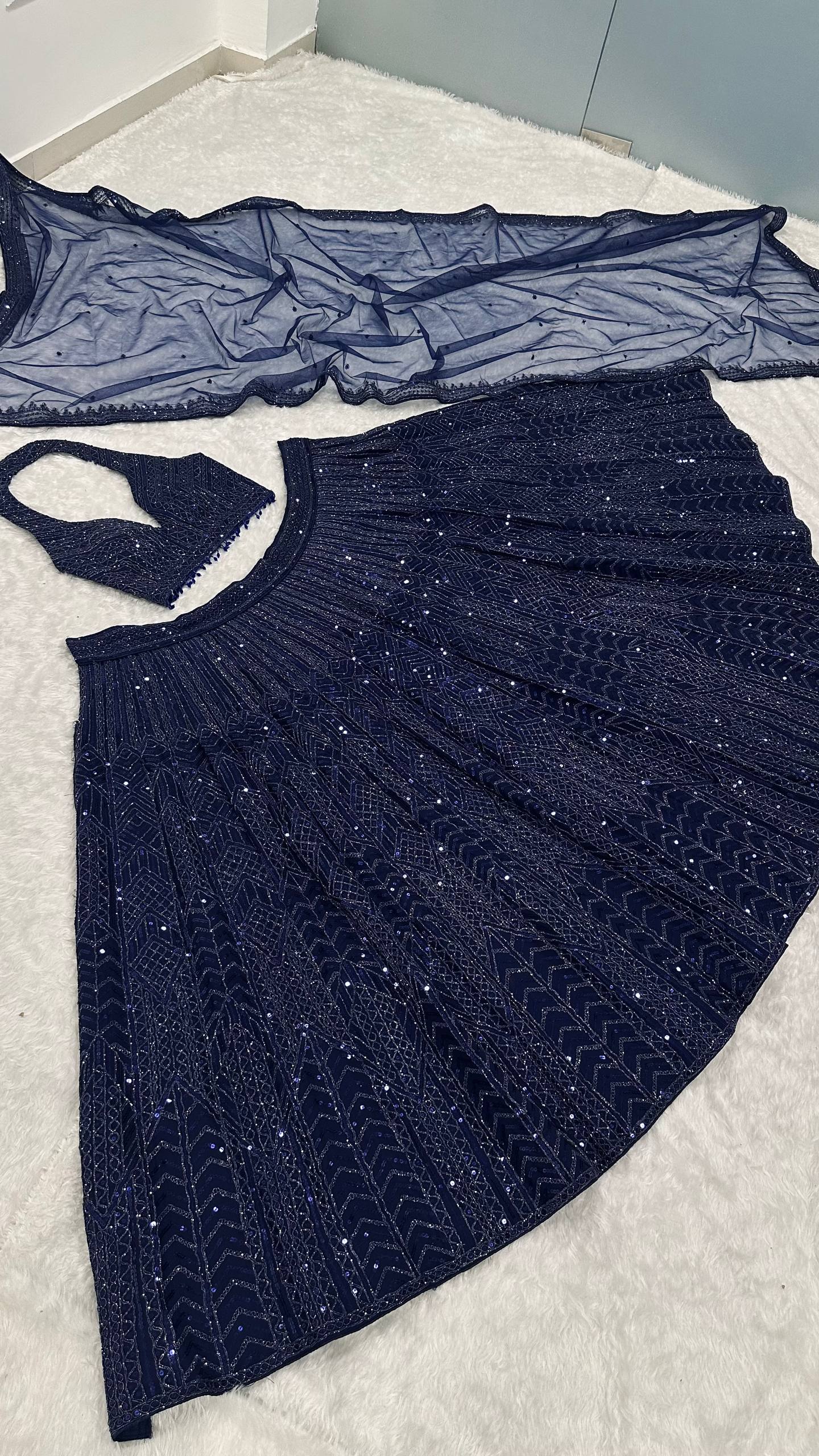 The Ethereal Sequined Net Lehenga Set - Image 9
