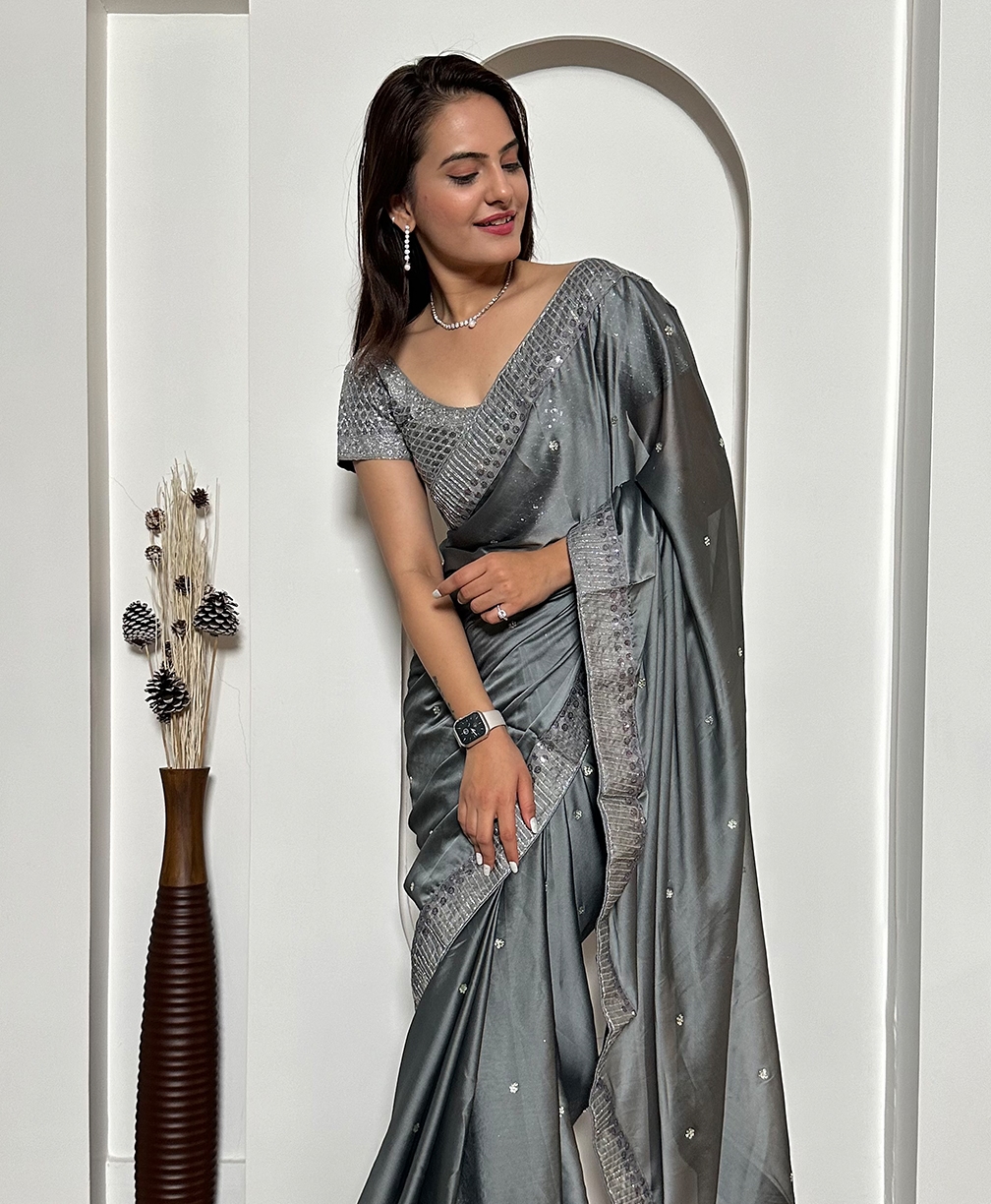 The Exclusive Bling Sequined Rangoli Silk Saree