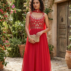 The Real Mirror Work Georgette Gown Set