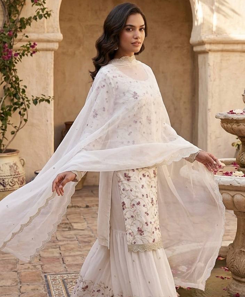 The Festive Flairy Georgette Sharara Set