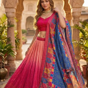 The Elegant Chinon Silk Sequined Lehenga Set