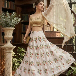 The Digital Print Floral Taffeta Silk Lehenga Set