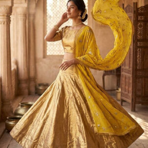 The Golden Grace Banarasi Zari Silk Lehenga Set