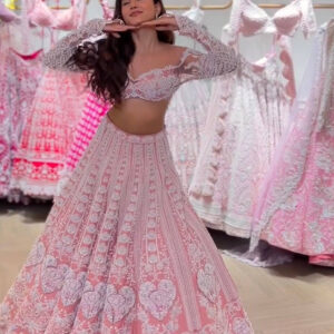 The Pastel Magic Slub Silk Sequined Lehenga Set