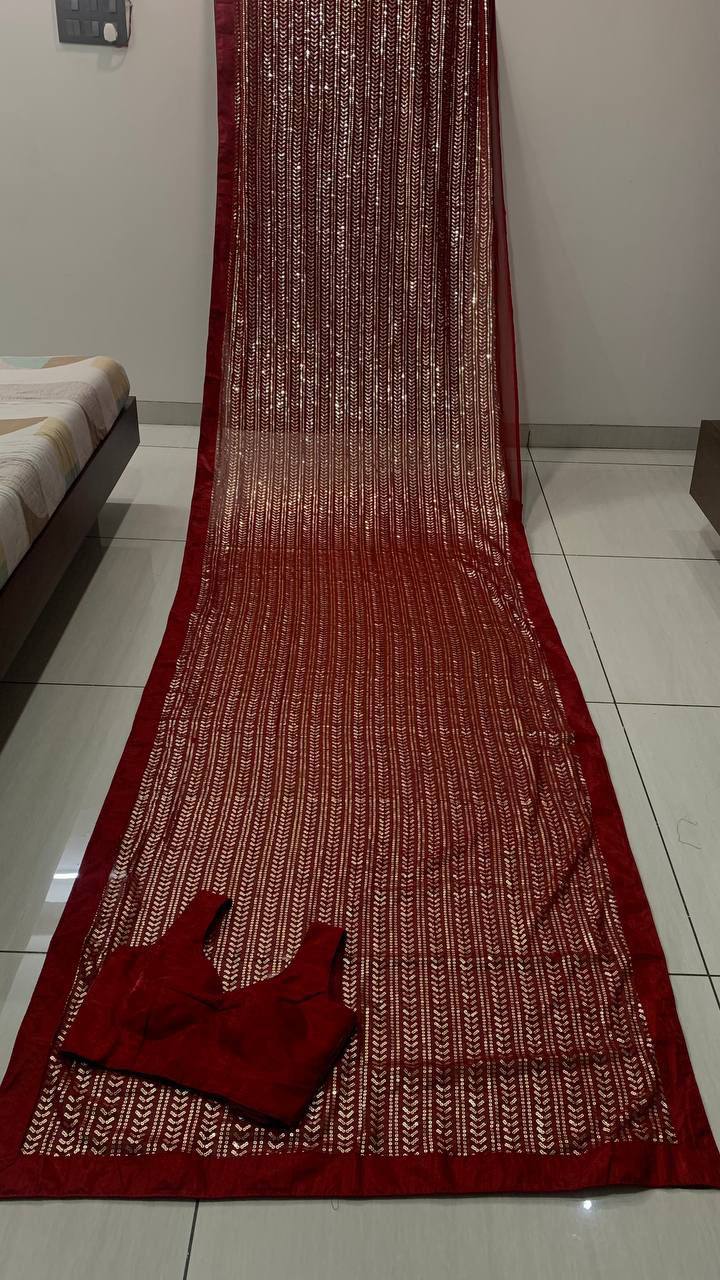 The Shimmering Georgette Sequined Saree - Image 5