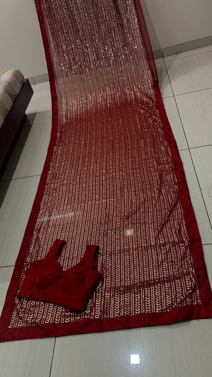 The Shimmering Georgette Sequined Saree - Image 7