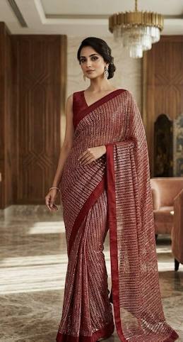 The Shimmering Georgette Sequined Saree - Image 2