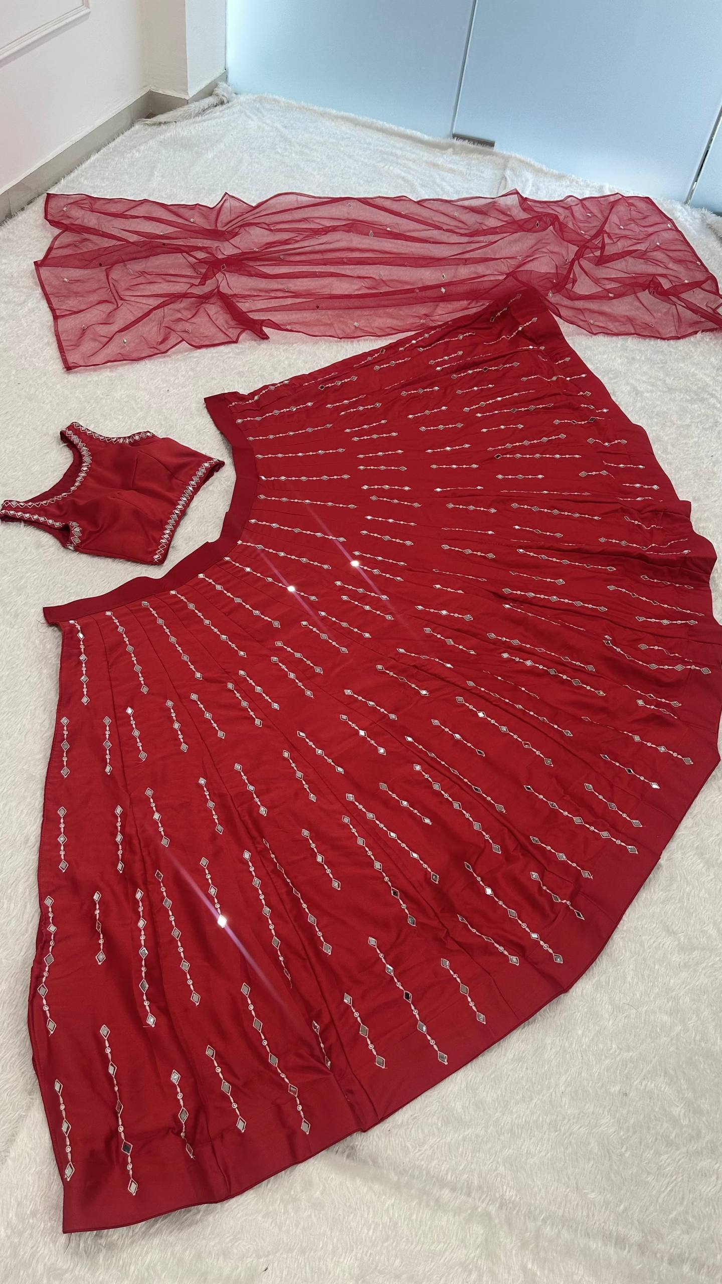 The Radiant Malai Satin Silk Mirror Work Lehenga Set - Image 7