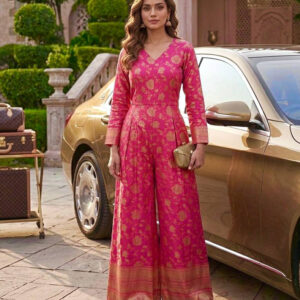 Stunning Banarasi Silk Jacquard Indian Jumpsuit