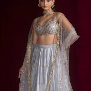 Graceful Satin Silk Lehenga Set with Zari & Sequins Work