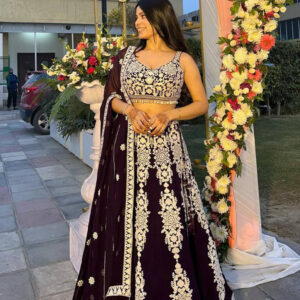 Blooms & Daydreams Kasturi Silk Lehenga Set - Dark Violet