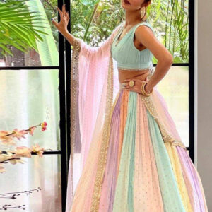 Multicolour Heavy Faux Georgette Lehenga Set