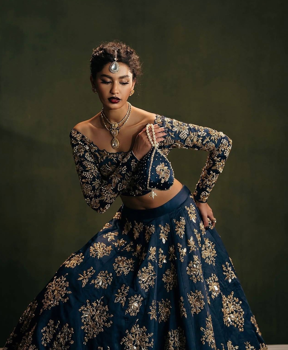 Premium Polo Silk Heritage Lehenga Set with Zari & Dori Work