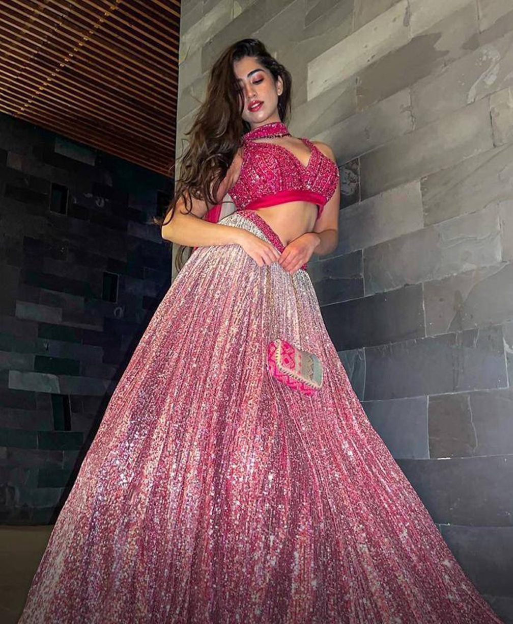 Premium Satin Silk Sequence Work Lehenga Set