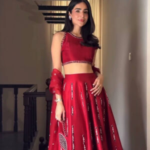 The Radiant Malai Satin Silk Mirror Work Lehenga Set