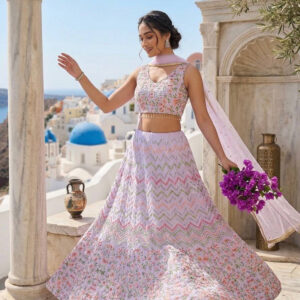 Stunning Heavy Satin Silk Lehenga Set with Sequence & Thread Work