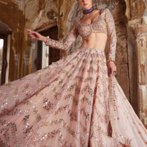 Gorgeous Faux Georgette Lehenga Set with Mirror, Zari & Thread Wor