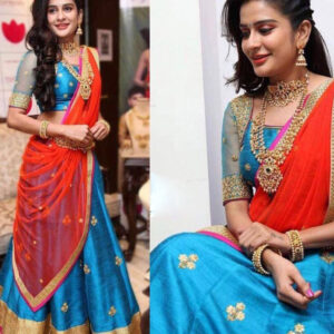 Simple & Elegant Banglori Silk Lehenga Set with Stone Work