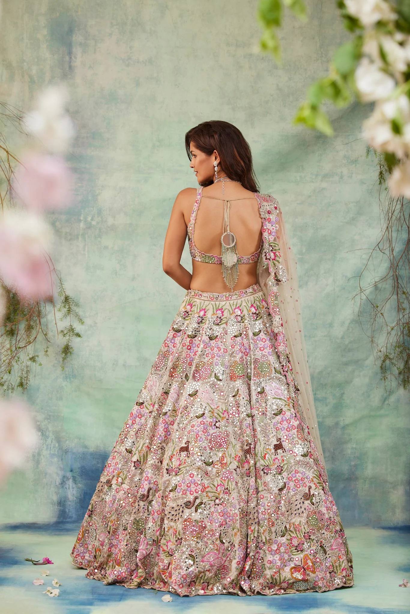 Floral Elegance Faux Georgette Lehenga Set | Thread & Zari Work - Image 6