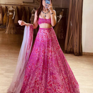 Pretty in Pink Net Lehenga Set with Zari & Sequins Work
