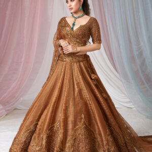 Elegant Satin Silk Lehenga Set | Sequins & Dori Work