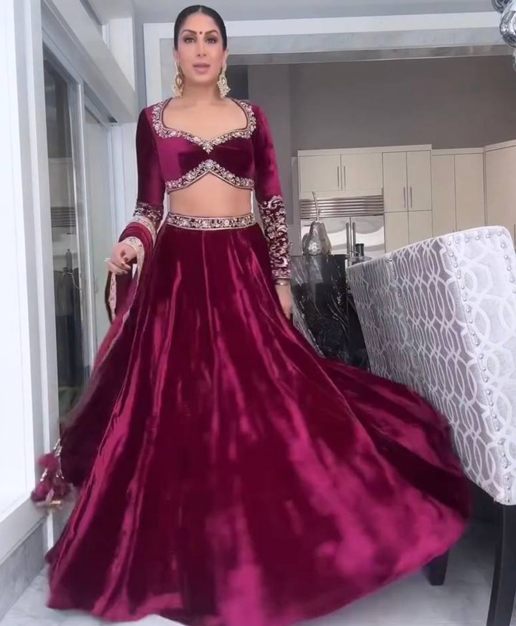 Royal 11000 Velvet Lehenga Set with Heavy Zari & Sequins